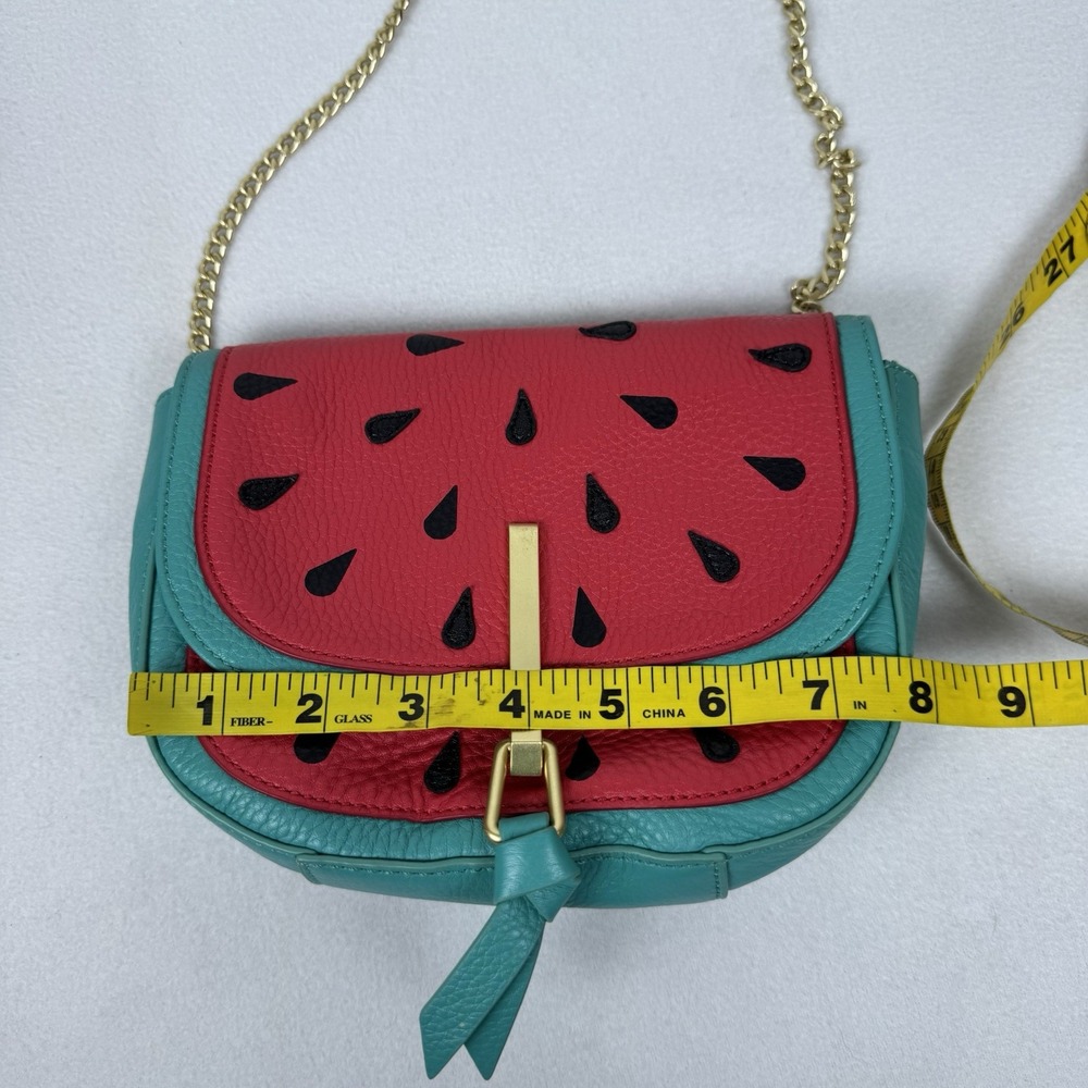 Vera Bradley Watermelon Slice Mini Saddle Bag Crossbody Leather Chain Purse - Picture 12 of 16